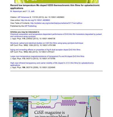 خرید و دانلود نسخه کامل کتاب Record low Temperature Mo doped V2O5 Thermochromic Thin Films for Optoelectronic Applications