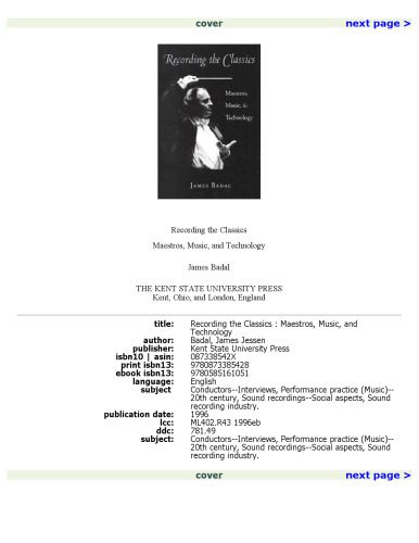 خرید و دانلود نسخه کامل کتاب Recording the Classics: Maestros, Music, and Technology_68e0156fae19d.jpeg خرید و دانلود نسخه کامل کتاب Recording the Classics: Maestros, Music, and Technology