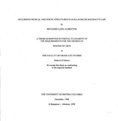 خرید و دانلود نسخه کامل کتاب Recurring musical and poetic structures in Guillame de Machaut’s lais [diss.]