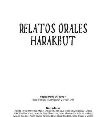 خرید و دانلود نسخه کامل کتاب Relatos orales Harakbut (Harákmbut/ Amarakaeri)