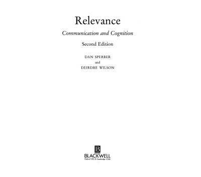 خرید و دانلود نسخه کامل کتاب Relevance: Communication and Cognition