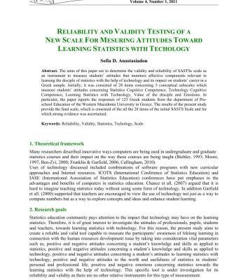 خرید و دانلود نسخه کامل کتاب Reliability and validity testing of a new scale for mesuring attitudes toward learning statistics with techology