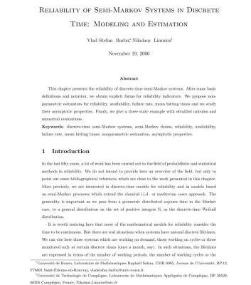 خرید و دانلود نسخه کامل کتاب Reliability of Semi-Markov Systems in Discrete Time: Modeling and Estimation
