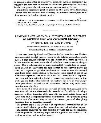 خرید و دانلود نسخه کامل کتاب Resonance and Ionization Potentials for Electrons in Cadmium, Zinc, and Potassium Vapors (1917)(en)(