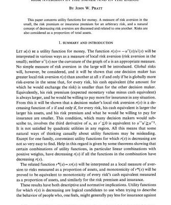 خرید و دانلود نسخه کامل کتاب Risk Aversion in the small and in the large