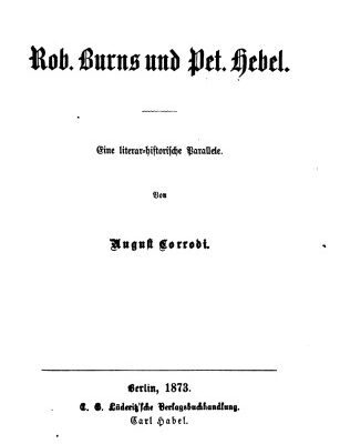 خرید و دانلود نسخه کامل کتاب Rob. Burns und Pet. Hebel. Ein literar-historische Parallele
