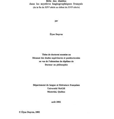 خرید و دانلود نسخه کامل کتاب Rôle des diables dans les mystères hagiographiques français (de la fin du XIVe siècle au début du XVIe siècle)