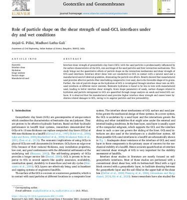 خرید و دانلود نسخه کامل کتاب Role of particle shape on the shear strength of sand-GCL interfaces under dry and wet conditions