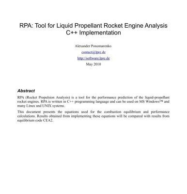 خرید و دانلود نسخه کامل کتاب RPA: Tool for Liquid Propellant Rocket Engine Analysis. C++ Implementation