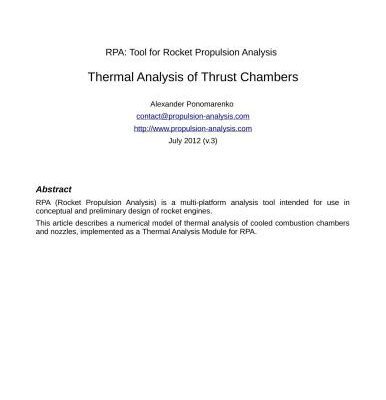 خرید و دانلود نسخه کامل کتاب RPA: Tool for Rocket Propulsion Analysis. Thermal Analysis of Thrust Chambers
