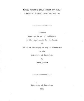 خرید و دانلود نسخه کامل کتاب Samuel Beckett’s Early Fiction and Drama. A Study of Artistic Theory and Practice