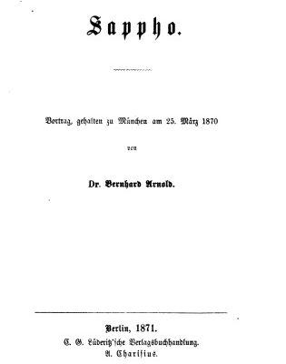 خرید و دانلود نسخه کامل کتاب Sappho. Vortrag, gehalten zu München am 25. März 1870