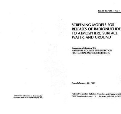 خرید و دانلود نسخه کامل کتاب Screening Models for Releases of Radionuclides to Atmosphere, Surface Water, and Ground (Part I)