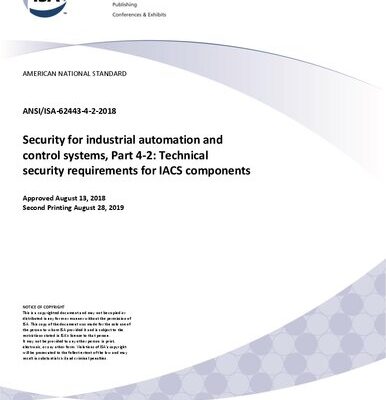 خرید و دانلود نسخه کامل کتاب Security for industrial automation and control systems, Part 4-2: Technical security requirements for IACS components