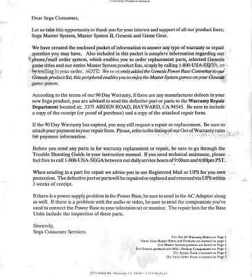 خرید و دانلود نسخه کامل کتاب Sega Warranty Letter