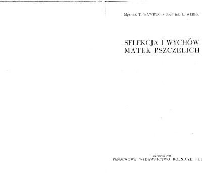 خرید و دانلود نسخه کامل کتاب Selekcja i wychów matek pszczelich