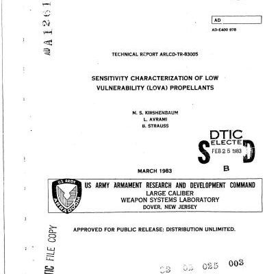 خرید و دانلود نسخه کامل کتاب Sensitivity characterization of low vulnerability (LOVA) propellants