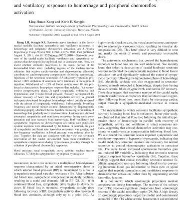 خرید و دانلود نسخه کامل کتاب Serotonin nerve terminals in the dorsomedial medulla facilitate sympathetic and ventilatory responses to hemorrhage and peripheral chemoreflex activation