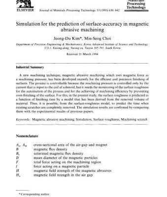 خرید و دانلود نسخه کامل کتاب Simulation for the Prediction of Surface-Accuracy in Magnetic Abrasive Machining