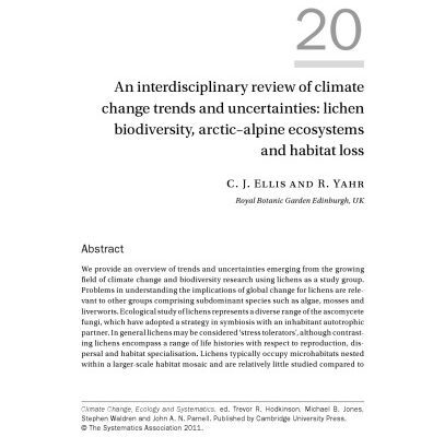 خرید و دانلود نسخه کامل کتاب [single chapter from a book] An interdisciplinary review of climate change trends and uncertainties: lichen biodiversity, arctic–alpine ecosystems and habitat loss