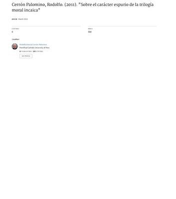 خرید و دانلود نسخه کامل کتاب Sobre el carácter espurio de la trilogía moral incaica