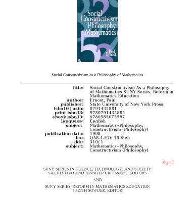 خرید و دانلود نسخه کامل کتاب Social Constructivism as a Philosophy of Mathematics