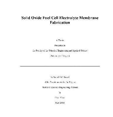 خرید و دانلود نسخه کامل کتاب Solid Oxide Fuel Cell Electrolyte Membrane Fabrication