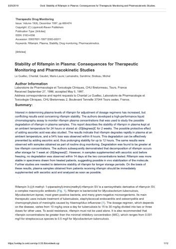خرید و دانلود نسخه کامل کتاب Stability of rifampin in plasma: consequences for therapeutic monitoring and pharmacokinetic studies_68e2ad46e98e6.jpeg خرید و دانلود نسخه کامل کتاب Stability of rifampin in plasma: consequences for therapeutic monitoring and pharmacokinetic studies