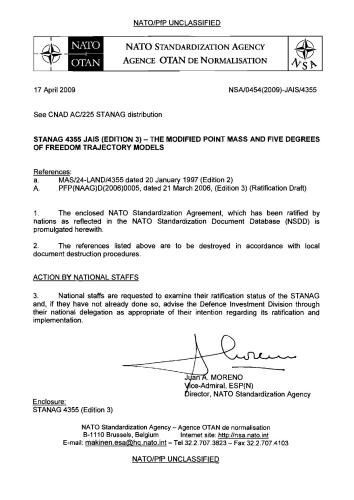 خرید و دانلود نسخه کامل کتاب STANAG 4355 – The modified point mass and five degrees of freedom trajectory models. Edition 3_68f136c67f2f0.jpeg خرید و دانلود نسخه کامل کتاب STANAG 4355 – The modified point mass and five degrees of freedom trajectory models. Edition 3
