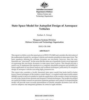 خرید و دانلود نسخه کامل کتاب State space model for autopilot design of aerospace vehicles