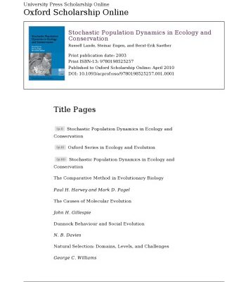 خرید و دانلود نسخه کامل کتاب Stochastic Population Dynamics in Ecology and Conservation