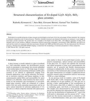 خرید و دانلود نسخه کامل کتاب Structural characterization of Er-doped Li2O-Al2O3-SiO2 glass ceramics