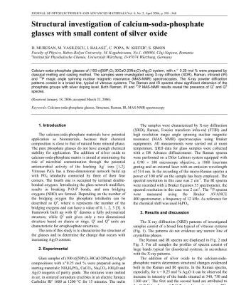 خرید و دانلود نسخه کامل کتاب Structural investigation of calcium-soda-phosphate glasses with small content of silver oxide