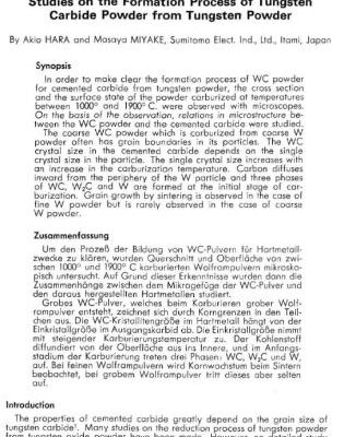 خرید و دانلود نسخه کامل کتاب Studies on the Formation Process of Tungsten Carbide Powder from Tungsten Powder