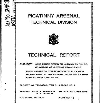 خرید و دانلود نسخه کامل کتاب Study nature of deterioration of M1 cannon propellant of low hygroscopicity under magazine storage conditions