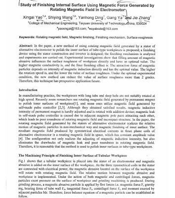 خرید و دانلود نسخه کامل کتاب Study of Finishing Internal Surface Using Magnetic Force Generated by Rotating Magnetic Field in Electromotor