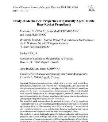 خرید و دانلود نسخه کامل کتاب Study of Mechanical Properties of Naturally Aged Double Base Rocket Propellants