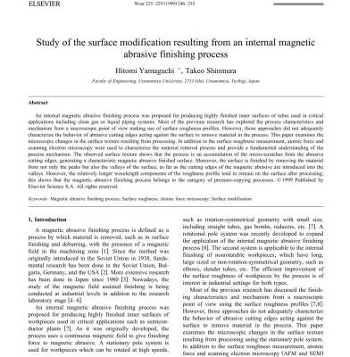خرید و دانلود نسخه کامل کتاب Study of the surface modification resulting from an internal magnetic abrasive finishing process