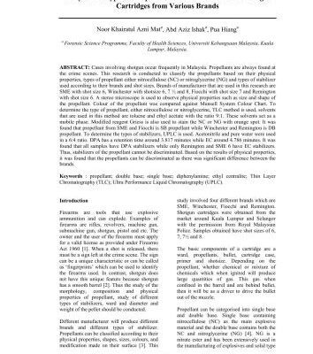 خرید و دانلود نسخه کامل کتاب Study on the types of propellants and stabilizers used in shotgun cartridges from various brands