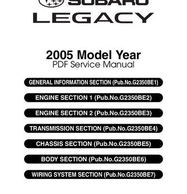 خرید و دانلود نسخه کامل کتاب Subaru Legacy Outback 2005 Factory Service Manual USDM BP-BL G2350BE1