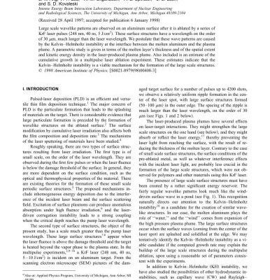 خرید و دانلود نسخه کامل کتاب Surface instability of multipulse laser ablation on a metallic target