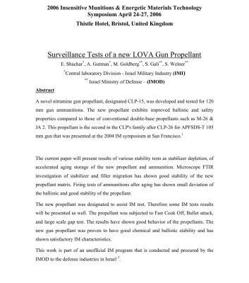 خرید و دانلود نسخه کامل کتاب Surveillance Tests of a new LOVA Gun Propellant