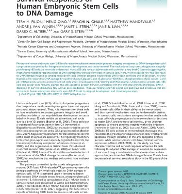 خرید و دانلود نسخه کامل کتاب Survival Responses of Human Embryonic Stem Cells to DNA Damage (Article)