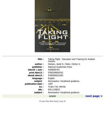 خرید و دانلود نسخه کامل کتاب Taking Flight: Education and Training for Aviation Careers