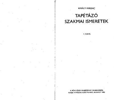 خرید و دانلود نسخه کامل کتاب Tapétázó szakmai ismeretek