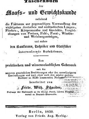 خرید و دانلود نسخه کامل کتاب Taschenbuch der Maass [Maß]- und Gewichtskunde ; zum praktischen und wissenschaftlichen Gebrauch