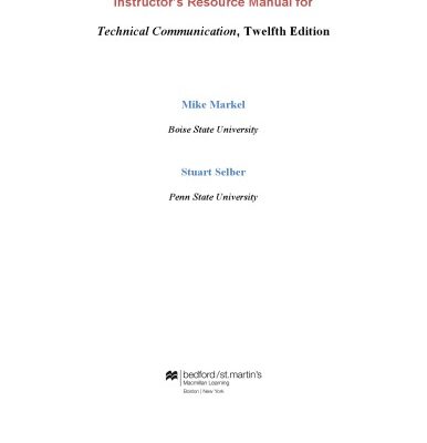 خرید و دانلود نسخه کامل کتاب Technical Communication-Instructor’s Resource Manual