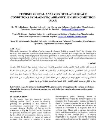 خرید و دانلود نسخه کامل کتاب Technological analysis of flat surface conditions by magnetic abrasive finishing method (MAF)