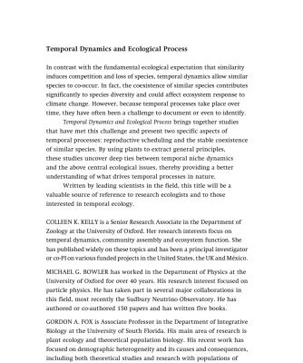 خرید و دانلود نسخه کامل کتاب Temporal Dynamics and Ecological Process