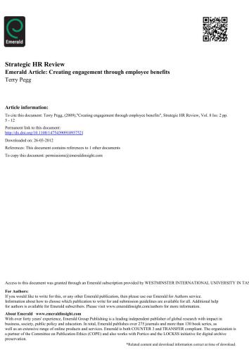 خرید و دانلود نسخه کامل کتاب Terry Pegg; Strategic HR Review Emerald Article: Creating engagement through employee benefits_68dd238f5e63b.jpeg خرید و دانلود نسخه کامل کتاب Terry Pegg; Strategic HR Review Emerald Article: Creating engagement through employee benefits